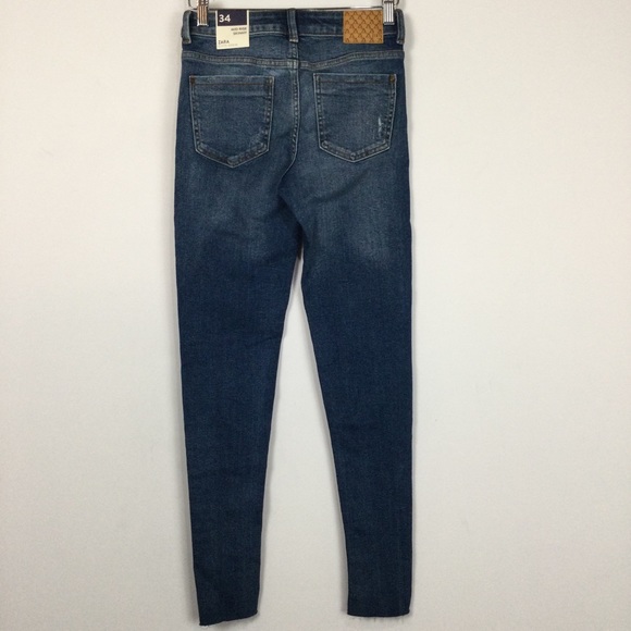 NWT Zara Z1975 Denim Mid Rise Skinny Raw Hem Jeans - Picture 3 of 4
